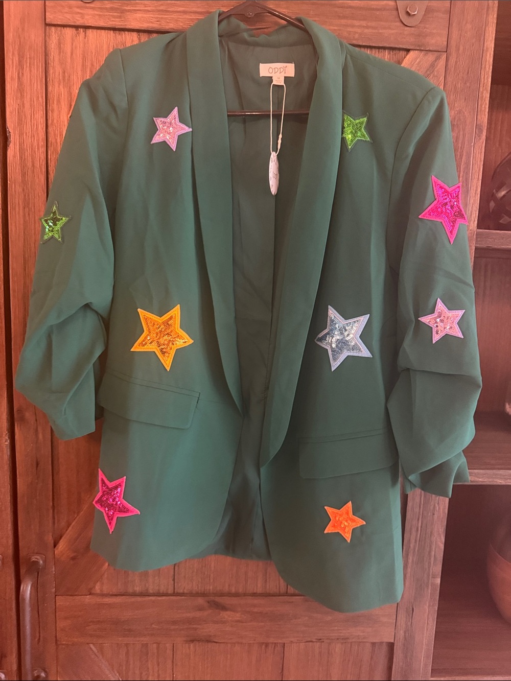 ODDY Emerald Green Star-Appliqué Blazer